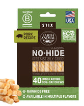 Earth Animal No Hide Stix en bolsa, paquete de 40 piezas, masticación prolongada para perros pequeños.