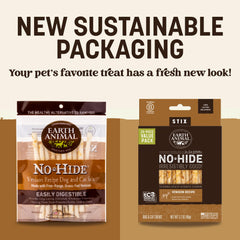 Primer plano de No Hide Stix de venado, masticables para mascotas pequeñas.