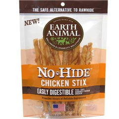 Earth Animal NoHide Palitos de Pollo: snack sin piel para masticación saludable y limpieza dental