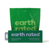 Earth Rated, bolsas para caca de perros lavanda, tamaño 8x13, útiles para paseos.