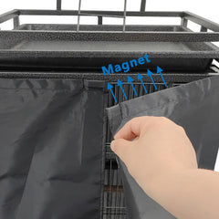 Easily cierre magnético facilita montaje rápido en jaula grande con play top.