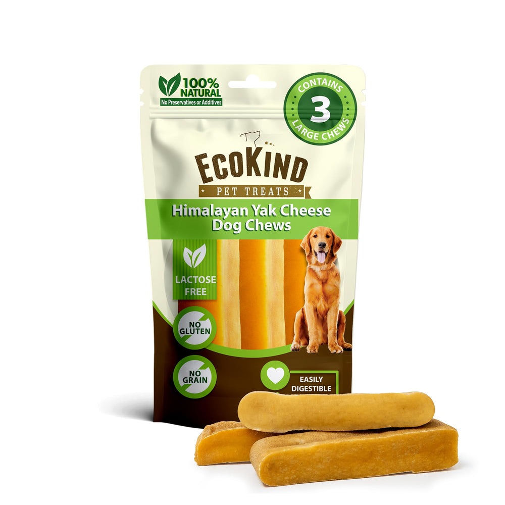 EcoKind Premium Gold Yak Queso Himalaya: masticables grandes para perros activos