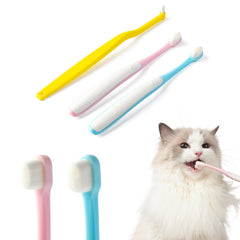 Cepillo EMS-T dental para mascotas con cabeza micro en azul, limpieza suave.