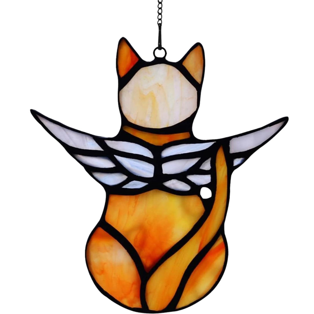 EMVANV estatua ángel de gato para ventana; memorial decorativo que evoca recuerdos felices.