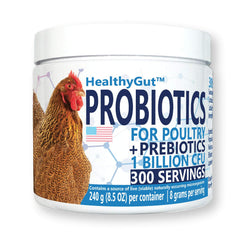 Equa Holistics HealthGut Probiotics en bote para aves, apoyo digestivo suave