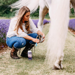 EQUIDERMA: ingredientes clave clorhexidina, neem y lavanda para cuidado del casco.