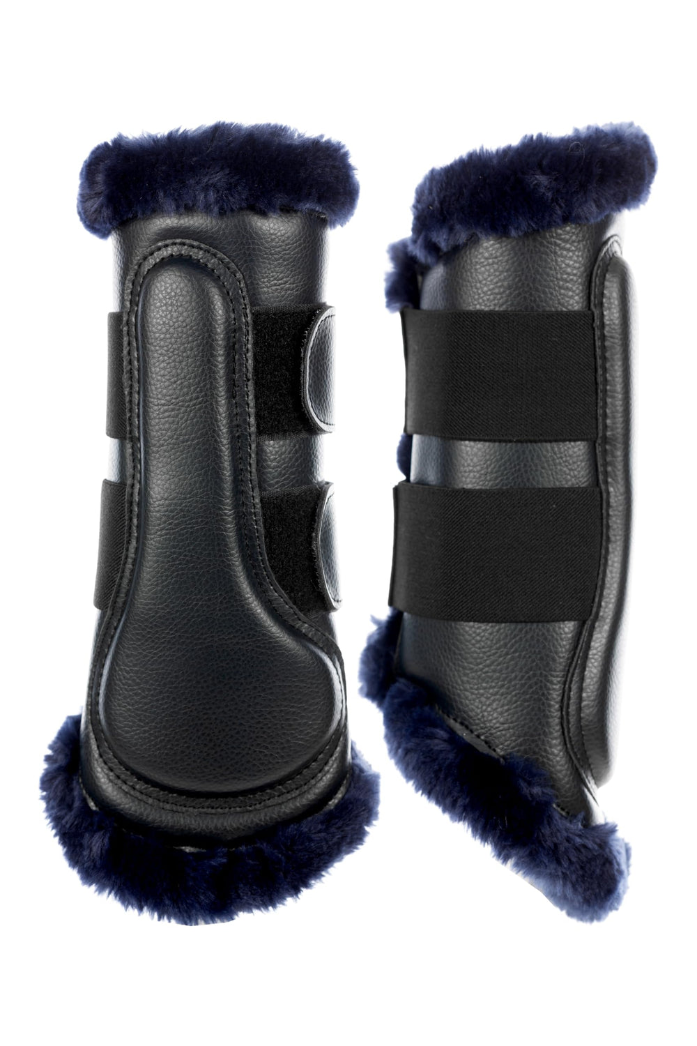Equinavia Vali Ultra Fleece Brushing Boots: exterior de cuero sintético azul marino para protección fiable.