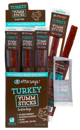 etta says! Yumm Sticks: caja de 24 tiras de pavo, snack premium para perros activos