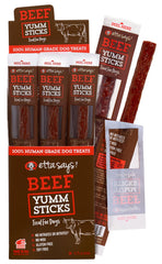etta says! Yumm Sticks carne real de res para perros, snack sabroso y proteico.