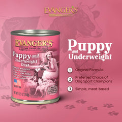 Evanger's Heritage Clasica, lata cordero-arroz para cachorros, sabor natural