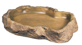 Exo Terra: comedero para reptiles con roca natural, ideal para terrarios.