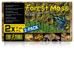 Exo Terra Forest Plume Moss en envase, ideal para refugios húmedos.