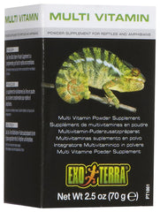 Exo Terra polvo multivitamínico para cubrir nutrientes en frutas y verduras.