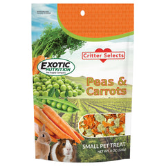 Exotic Nutrition Guisantes y Zanahorias en empaque 8 oz, snack nutritivo para mascotas herbívoras