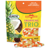 Exotic Nutrition Tropical Trio con papaya seca para frugívoros y juego.
