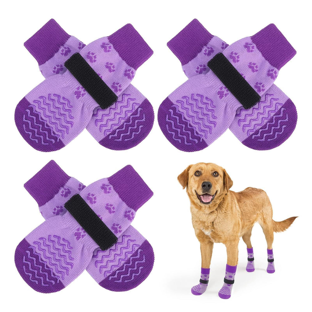 EXPAWLORER calcetines antideslizantes para perros, vista frontal, mejoran la tracción en suelos lisos.