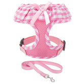 EXPAWLORER arnés para perros rosa con cuadros, paso sencillo para caminatas cómodas.