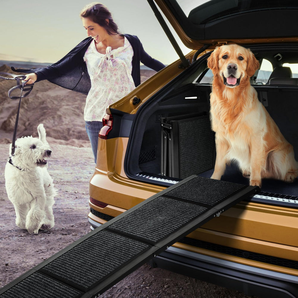 FAHKNS rampa para perros con imagen de coche; subida segura para perros grandes.