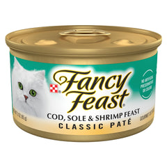 Fancy Feast bacalao primer ingrediente en paté, ideal para una comida sabrosa.