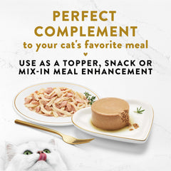 Fancy Feast Appetizers gato disfruta complemento sabroso sobre su croqueta.