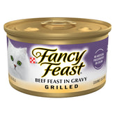 Fancy Feast Grilled Beef Feast en salsa, lata con sabor intenso y conveniencia diaria.