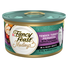 Purina Fancy Feast Medleys Tender Turkey Primavera, trozos de pavo tiernos para la comida diaria.