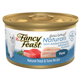 Fancy Feast Pate Trucha y Atún: lata 3oz con sabor irresistible para gatos adultos.