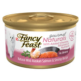Fancy Feast salmón Alaska y camarones en salsa, sabor gourmet y proteína para músculos.