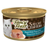 Fancy Feast Savory Centers con atún: paté con centro de salsa gourmet, doble textura para deleitar.