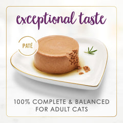 Fancy Feast Senior paté suave, experiencia de alimentación agradable para gatos senior.