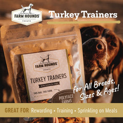 Morceaux de dinde Farm Hounds Trainers, bouchées faciles à croquer pour chiens.