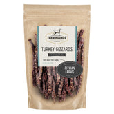 Farm Hounds turkey gizzards bag – 4oz jerky for dogs, ideal training rewards.