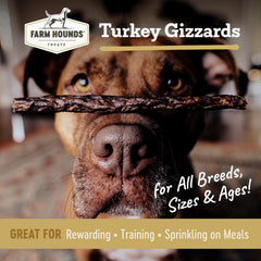 Farm Hounds turkey gizzards sticks – single-ingredient jerky for all breeds.
