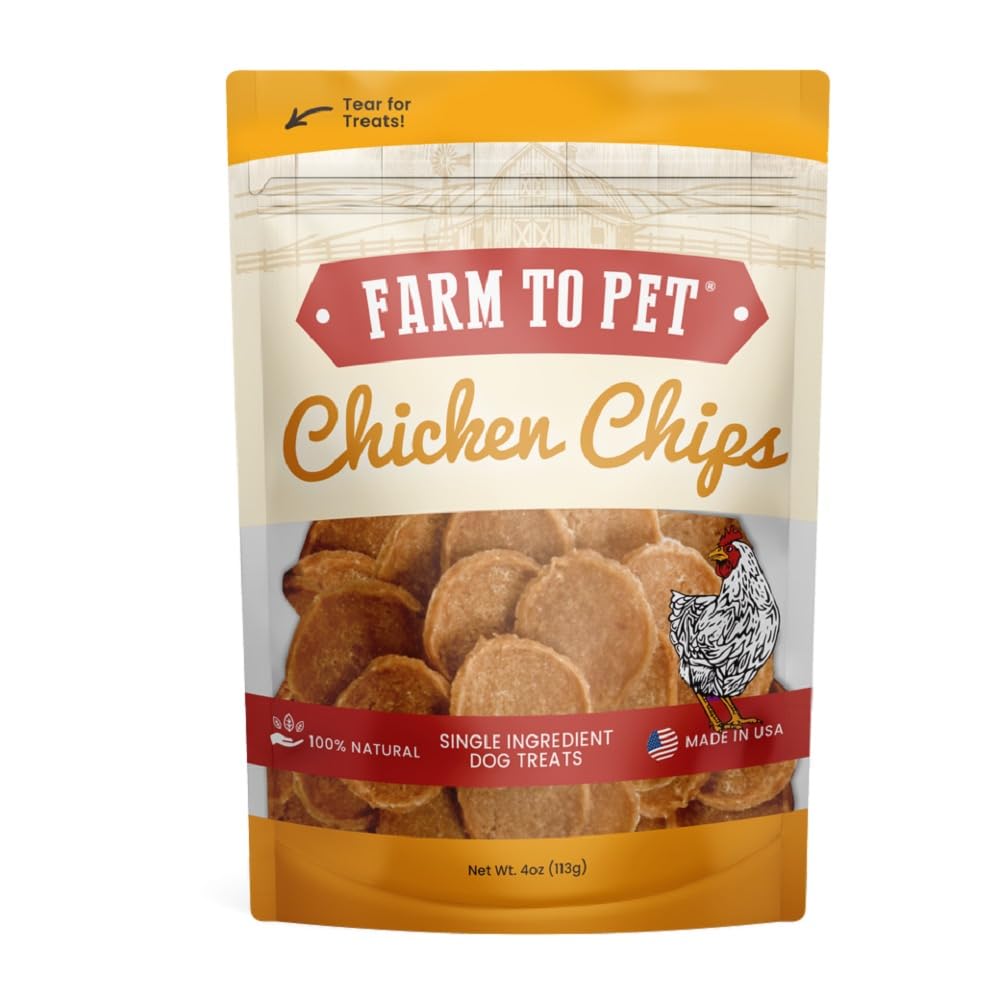 Farm To Pet Chips de Pollo empaque atractivo para entrenamiento de perros.