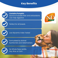 Farmina N&D Puppy seco mini cordero-arándano-calabaza, textura crujiente que entusiasma al comer.