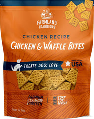Farmland Traditions Chicken & Waffle Bites: paquete listo para premiar durante el paseo.