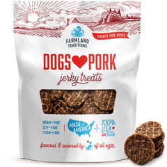 Farmland Traditions jerky de cerdo para perros, sin rellenos, snack premium