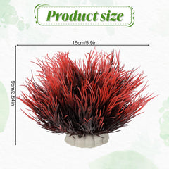 FdcLixuvol planta artificial para acuario negro-rojo, base estable que no flota