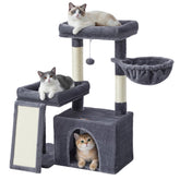 Feandrea arbol-gatos torre con rasca y rampa: refugio elevado para varias mascotas.