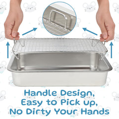 Bandeja FHTONGE de acero inoxidable para hámster, borde bajo para acceso cómodo.