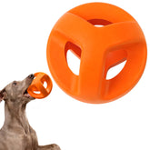 Pelota Fida de goma natural con anillo duradero ideal para mordedores intensos en razas grandes.