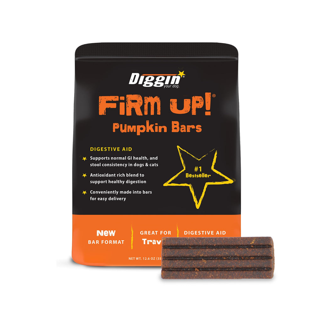 Barras Firm Up de Diggin' Your Dog para perros y gatos, apoyo digestivo y fibra