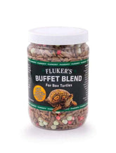 Fluker's Buffet Blend para tortugas de caja en envase, dieta completa para variedad nutricional.