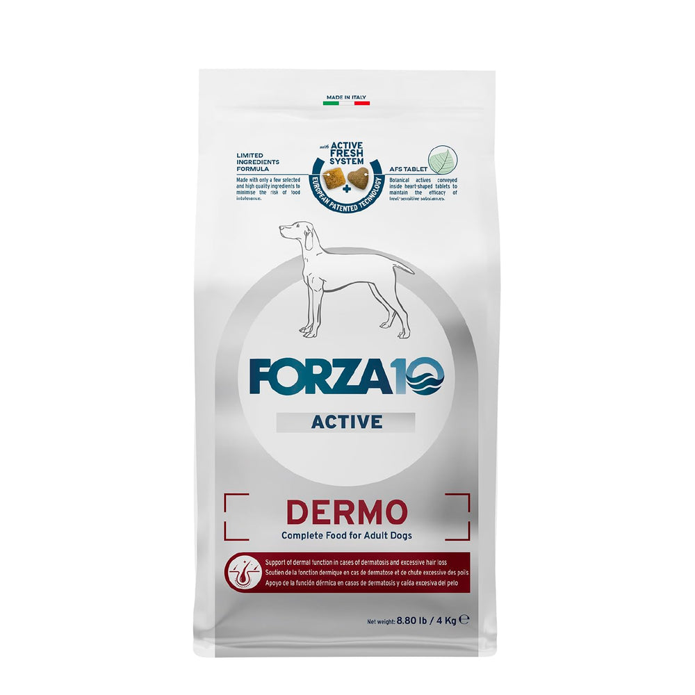Forza10 Dermo seco para perro: bolsa de alimento premium para piel saludable.