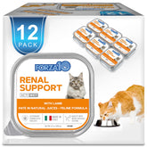 Forza10 gato, frente de lata renal con cordero, apoyo nutricional diario.