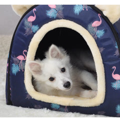 FOUIYIUTU Cama para perro XL Flamingo, vista trasera, base antideslizante.
