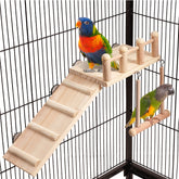 FrgKbTm percha-plataforma con columpio para aves pequeñas, ideal para ejercicio diario.