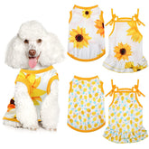 Frienda vestido perro piña amarillo, cómodo y vistoso para pasear al aire libre.