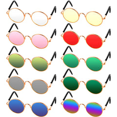 Frienda gafas para mascotas, lentes redondas de metal para fotos divertidas.