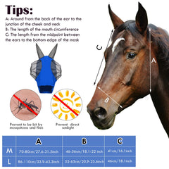 Frienda máscara antimoscas para caballo con orejas, ajuste suave y cómodo